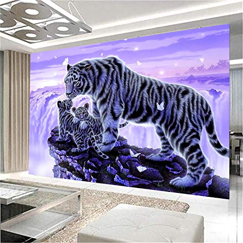 EXQULEG DIY Diamant Painting Kit 5D Full Bohrer Tiger Strass Bilder Handgemachtes Klebebild Stickerei Malerei Digitale Sets Wanddekoration (90x60cm) von EXQULEG