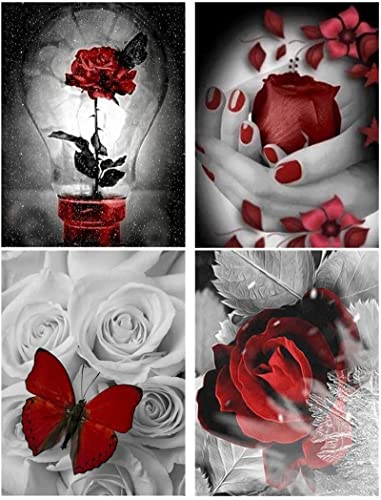 EXQULEG Diamond Painting,4 Pack DIY 5d Diamant Painting Bilder,Full Diamant malerei Kits für Home Wall Décor Diamant Malerei Strass Kristallmalerei Kreuzstich Kunsthandwerk (O) von EXQULEG