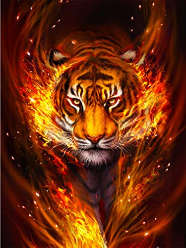 EXQULEG Diamond Painting Set Tiger, DIY 5d Diamant Painting Erwachsene Bilder groß, Tier Diamond Painting Bilder für Wohnzimmer Schlafzimmer Büro Wand Dekoration (60x90cm) von EXQULEG