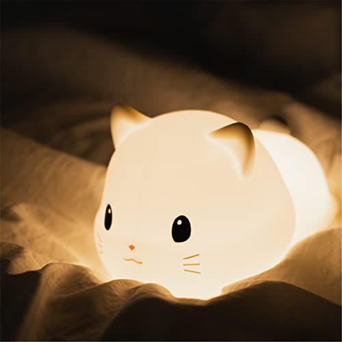 EXQULEG Katze Nachtlicht Kinder, LED Nachtlicht Baby, Baby Nachtlampe mit Touch Schalter Tragbare Silikon Nachtlichter für Babyzimmer, Schlafzimmer von EXQULEG