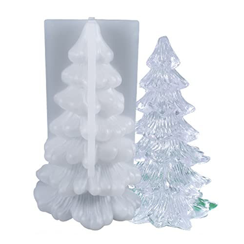 EXQULEG Kerzengießform Silikonformen 3D Weihnachtsbaum Kerzenform DIY Weihnachten Gießform Fondant Silikon Form Weihnachten Kerzenform Zum Gießen,Christmas Party Mold Zubehör (12,5 x 7,4 cm) von EXQULEG