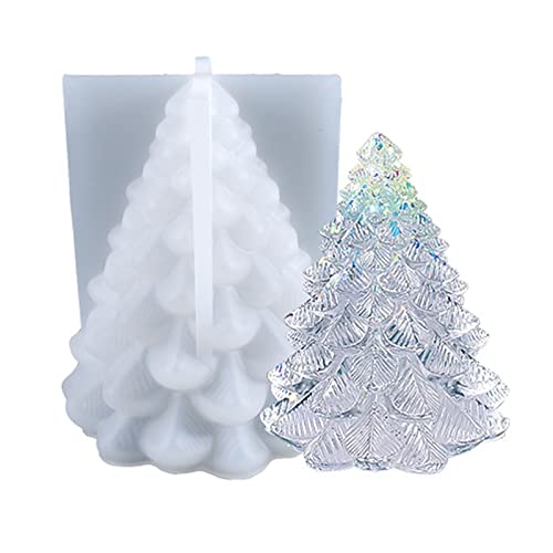 EXQULEG Kerzengießform Silikonformen 3D Weihnachtsbaum Kerzenform DIY Weihnachten Gießform Fondant Silikon Form Weihnachten Kerzenform Zum Gießen,Christmas Party Mold Zubehör (9,2 x8,4cm) von EXQULEG