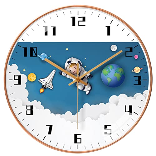 EXQULEG Kinderwanduhr Lautlose, Wanduhr Kinder Weltraum Astronauten, Wanduhr für Junge und Mädchen, Kinderzimmer Klassenzimmer (3062,10 Zoll/25cm) von EXQULEG