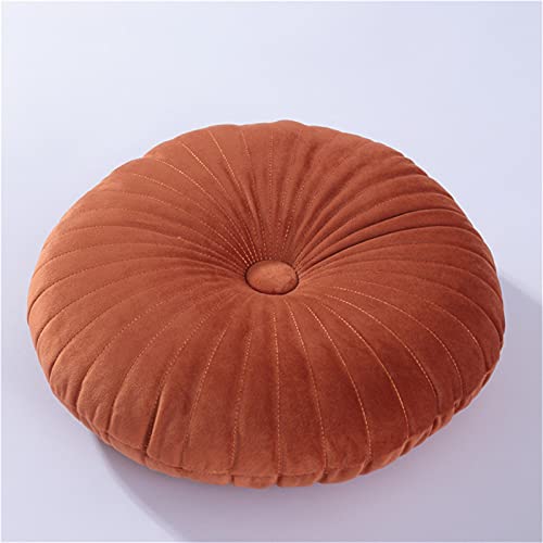 EXQULEG Rund Kissen Zierkissen, Kürbis Samt Wurfkissen Bodenkissen Sitzkissen für Zuhause, Sofa, Bett, Stuhl, Auto Dekoration, 35cm (Orange) von EXQULEG