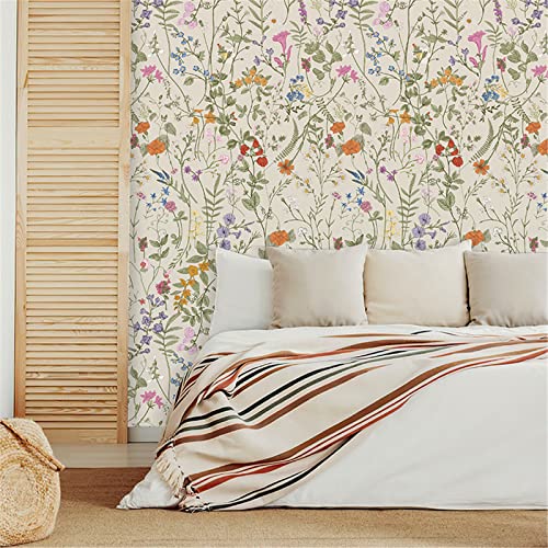 EXQULEG Selbstklebende Möbelfolie Muster Vintage Blume Grün Blätter 45x300 cm PVC Wasserdicht Tapeten für Küche Schränke Dekorfolie (Blumen und Blätter) von EXQULEG