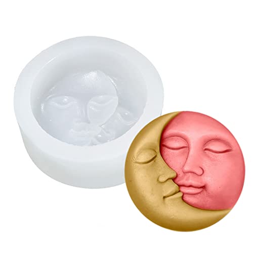 EXQULEG Silikon Kerzenformen DIY Abstraktes Gesicht Silikonform 3D Menschliches Gesicht Gießen Formen für Herstellung Von Kerzen,DIY Ornamente Dekoration (Sonne-Mond-Gesicht) von EXQULEG