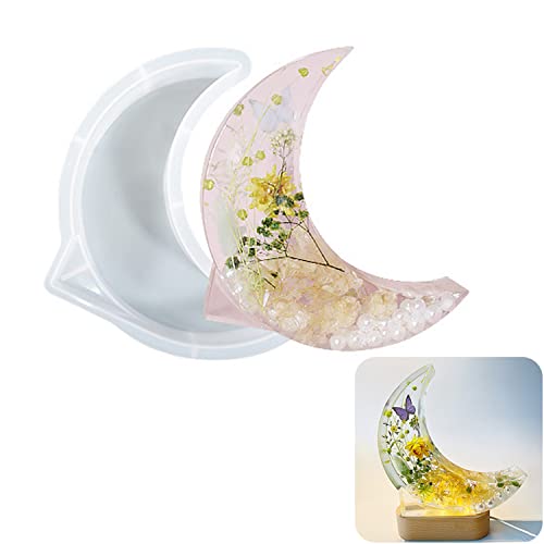 EXQULEG Silikonformen Epoxidharz Groß,Resin Silikonform Große Tiefe Silikonform Gießform Epoxidharz Formen für Erhaltung von Blumen, Buchstütze Form,DIY-Hochzeit Jubiläumsgeschenk (Mond) von EXQULEG