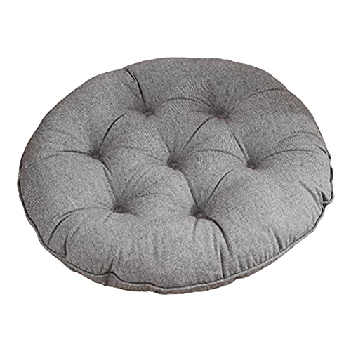 EXQULEG Stuhlkissen 1er, Einfarbig Runden Tatami Sitzkissen Leinen Weiches Stuhl Auflage Atmungsaktiv Komfortable Sitzpolster für Indoor Zuhause Stuhl Outdoor Garten 55cm (Grau) von EXQULEG