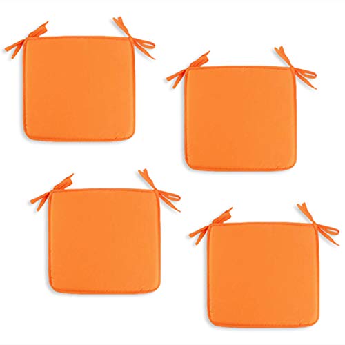 EXQULEG Stuhlkissen Platz Stuhlkissen Sitzauflage Sitzpolster Kissen Gepolstert Vorteilspack für Indoor und Outdoor, 40 x 40 cm (Orange,4er Set) von EXQULEG