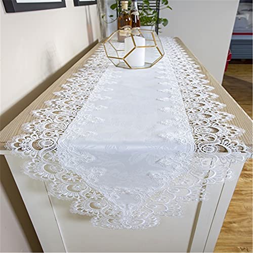 EXQULEG Tischdecke Makramee Tischläufer Boho Weiße Hochzeit Spitze Tischdecken Handmade Aushöhlen Makramee Stickerei Böhmen Tischläufer Dekor (40x180cm) von EXQULEG