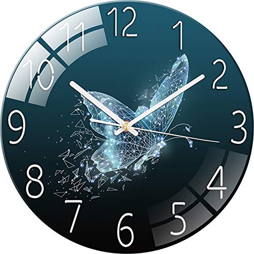 EXQULEG Wandnuhr mit Geräuscharmes, Schmetterlinge Wanduhr, 12 Zoll 30cm Wand Uhr, Modernes Design Wanduhr Lautlos Wall Clock Home Decor für Wohnzimmer Kinderzimmer (B) von EXQULEG