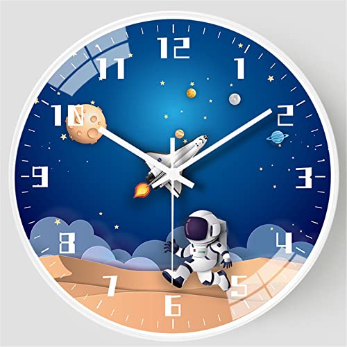 EXQULEG Wanduhr Kinder Weltraum Astronauten, Kinderwanduhr Lautlose, Kinder Wanduhr ohne Tickgeräusche Lernuhr für Kinderzimmer Klassenzimmer (3065,12 Zoll/30cm) von EXQULEG