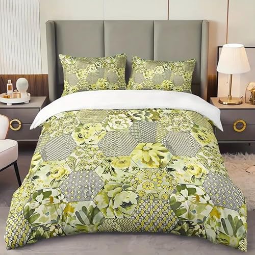 EXSANLIEAY Blumen Bettwäsche-Sets 200x220 cm Geometrisches Patchwork Bettbezug Kreatives 3D Effekt Weich Microfaser Deckenbezug mit Reißverschluss und 2 Kissenbezug 80x80 cm EXSANLIEAY Blumen Bettwäsche-Sets 200x220 cm Geometrisches Patchwork Bettbezug Kreatives 3D Effekt Weich Microfaser Deckenbezug mit Reißverschluss und 2 Kissenbezug 80x80 cm von EXSANLIEAY