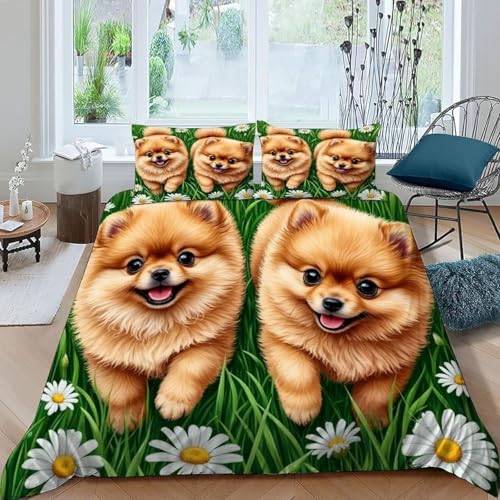 EXSANLIEAY SüßEr Welpe Bettwäsche-Sets 155x220 cm WeißE Blumen Bettbezug Kreatives 3D Effekt Weich Microfaser Deckenbezug mit Reißverschluss und 2 Kissenbezug 80x80 cm EXSANLIEAY SüßEr Welpe Bettwäsche-Sets 155x220 cm WeißE Blumen Bettbezug Kreatives 3D Effekt Weich Microfaser Deckenbezug mit Reißverschluss und 2 Kissenbezug 80x80 cm von EXSANLIEAY
