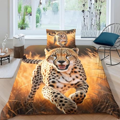 EXSANLIEAY Tier BettwäSche 135x200 Gepard Muster Wende BettwäSche-Sets Microfaser Bettbezug & 2 Kissenbezug 80x80 mit Reißverschluss, Weich & Bügelfrei, Als Ganzjahres-Bettwäsche Geeignet EXSANLIEAY Tier BettwäSche 135x200 Gepard Muster Wende BettwäSche-Sets Microfaser Bettbezug & 2 Kissenbezug 80x80 mit Reißverschluss, Weich & Bügelfrei, Als Ganzjahres-Bettwäsche Geeignet von EXSANLIEAY