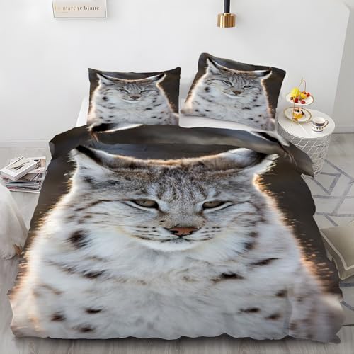 EXSANLIEAY Tier BettwäSche 135x200 Luchs Muster Wende BettwäSche-Sets Microfaser Bettbezug & 2 Kissenbezug 80x80 mit Reißverschluss, Weich & Bügelfrei, Als Ganzjahres-Bettwäsche Geeignet EXSANLIEAY Tier BettwäSche 135x200 Luchs Muster Wende BettwäSche-Sets Microfaser Bettbezug & 2 Kissenbezug 80x80 mit Reißverschluss, Weich & Bügelfrei, Als Ganzjahres-Bettwäsche Geeignet von EXSANLIEAY