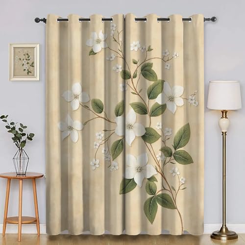 EXSANLIEAY Verdunklungsvorhänge Blumen, Vorhang Blickdicht Retro Vorhänge mit öSen 2er Set für Schlafzimmer Kinderzimmer, Deko Gardinen Wohnzimmer - B140 x H220 cm EXSANLIEAY Verdunklungsvorhänge Blumen, Vorhang Blickdicht Retro Vorhänge mit öSen 2er Set für Schlafzimmer Kinderzimmer, Deko Gardinen Wohnzimmer - B140 x H220 cm von EXSANLIEAY