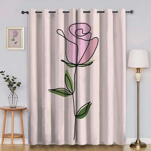EXSANLIEAY Verdunklungsvorhänge Blumen, Vorhang Blickdicht Rosa Vorhänge mit öSen 2er Set für Schlafzimmer Kinderzimmer, Deko Gardinen Wohnzimmer - B140 x H220 cm von EXSANLIEAY