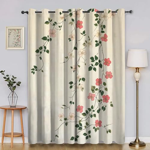 EXSANLIEAY Verdunklungsvorhänge Blumen-, Vorhang Blickdicht Anlage Vorhänge mit öSen 2er Set für Schlafzimmer Kinderzimmer, Deko Gardinen Wohnzimmer - B140 x H200 cm von EXSANLIEAY