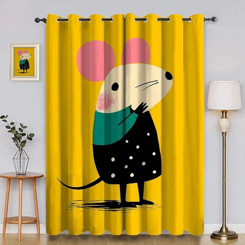 EXSANLIEAY Verdunklungsvorhänge Maus, Vorhang Blickdicht Gelb Vorhänge mit öSen 2er Set für Schlafzimmer Kinderzimmer, Deko Gardinen Wohnzimmer - B140 x H175 cm EXSANLIEAY Verdunklungsvorhänge Maus, Vorhang Blickdicht Gelb Vorhänge mit öSen 2er Set für Schlafzimmer Kinderzimmer, Deko Gardinen Wohnzimmer - B140 x H175 cm von EXSANLIEAY