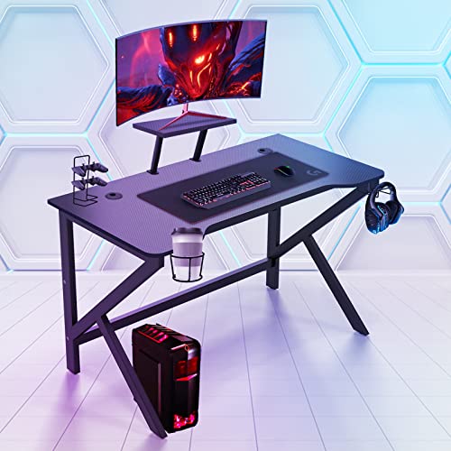 EXSELTMAN Gaming-Schreibtisch, 100 x 55 cm, für Gaming, PC, Computer, Tisch, Gaming, aus Kohlefaser, mit verstellbarer Monitorhalterung, Halterung für Griff, Platte aus Kohlefaser von EXSELTMAN