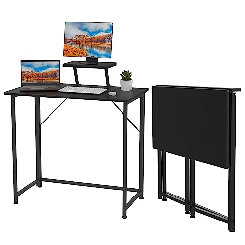 Faltbar Tisch Schreibtisch Computertisch klappbar,Portable Faltbar PC Tisch Klein Campingtisch klappbar Arbeitstisch Foldable Table Tisch mit Monitorständer Klappbarer Schreibtisch (Schwarz) von EXSELTMAN