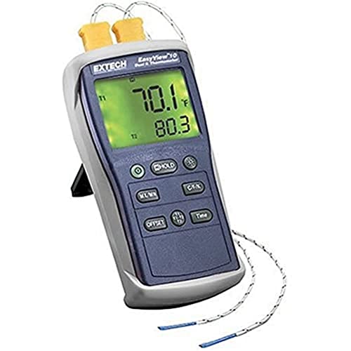 Extech EasyView Thermometer mit Dual-Eingang und 2 Typ K Temperaturfühlern RS232 PC Schnittstelle, 1 Stück, EA10 von EXTECH