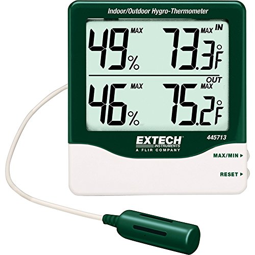 Extech Hygro-Thermometer mit großer Ziffernanzeige für den Außen-/ und Innenbereich, 1 Stück, 445713 von EXTECH