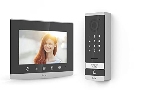 EXTEL Code Video-Türsprechanlage, mit Kamera, mit Codetastatur, 7 Zoll Monitor im Spiegeldesign, 2-Draht-Anschluss, 2-Familienhaus, erweiterbar, einfache Installation, Nachtsicht von EXTEL