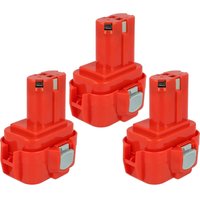 Extensilo - 3x Akku kompatibel mit Makita 6201DWH, 6202D, 6202DW, 6221D, 6221DW, 6221DWE Elektrowerkzeug (3300 mAh, NiMH, 9,6 v) von EXTENSILO