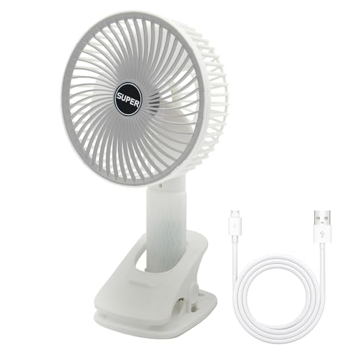 EXTFANS 4 in 1 Clip Fan USB Ventilator, 3 Geschwindigkeiten Tischventilator, Tragbarer Kinderwagen Tischventilator, Leiser Akku Kühlventilator für Bett, Camping, Reisen, Büro, Auto, Kinderwagen von EXTFANS