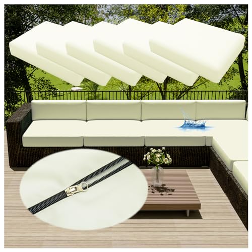 EXTLEZSA 6 Stück Wasserdicht Sofa Sitzkissenbezug Mit Reißverschlusskissen Stretch Kissenbezüge rutschfest Husse Überzug Bezug Für Sofa Sitzkissen (Beige,60 * 55cm) von EXTLEZSA