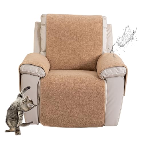 EXTLEZSA Sesselbezug Sesselschoner Sessel-Überwürfe Relaxsessel Sesselauflage Relax,Fleece Recliner Chair Cover Antirutsch Husse mit Armlehnenschoner und langem Fußteil (Kamel,M(22"*82") 56 * 207CM) von EXTLEZSA