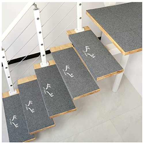 EXTLEZSA Treppenmatte, Leuchtend Stufenteppich, Anti-Rutsch Fußpolster, Selbstklebend Teppich/Matte, Stufenmatten Treppen-Teppich für Kinder, Älteste und Haustiere (Grau,70x20+4cm(2PCS)) von EXTLEZSA