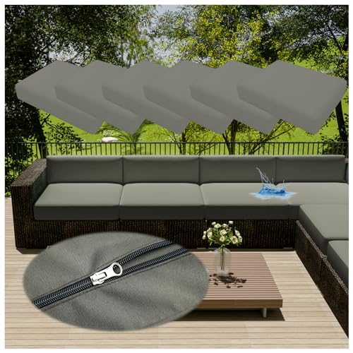 EXTLEZSA Wasserdichter Sofa-Sitzkissenbezug mit Reißverschluss, abnehmbarer Bezug, Bezug für drinnen und draußen, Terrasse, Rattanmöbel (Hellgrau, 50 x 55 cm), 6 Stück von EXTLEZSA