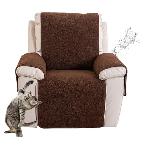 Sesselbezug Sesselschoner Sessel-Überwürfe Relaxsessel Sesselauflage Relax,Fleece Recliner Chair Cover Antirutsch Husse mit Armlehnenschoner und langem Fußteil (Kaffeefarbe,M(22"*82")56*207CM) von EXTLEZSA