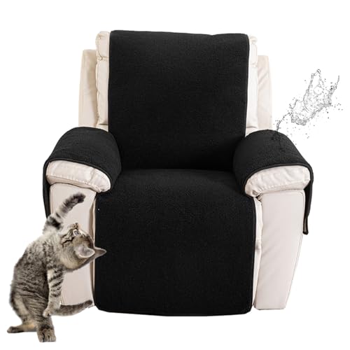 Sesselbezug Sesselschoner Sessel-Überwürfe Relaxsessel Sesselauflage Relax,Fleece Recliner Chair Cover Antirutsch Husse mit Armlehnenschoner und langem Fußteil (Schwarz,L(30"*91")76*231CM) von EXTLEZSA