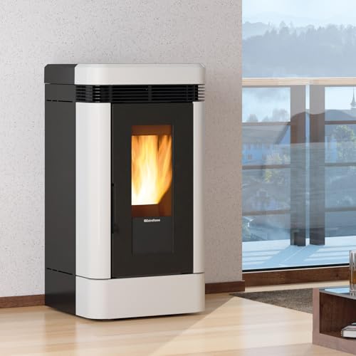 LUCIA Pelletofen belüftet mit Maiolikbeschichtung KW 12,1 verschiedene Nordica Extraflame Bianco von Extraflame
