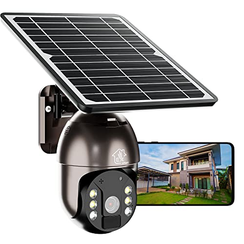 3G/4G LTE überwachungskamera mit Solarpanel, für Aussen mit SIM Karte, Micro SD-Kartenslot, PTZ, 1080P, wasserdicht IP66, 355°/100° Schwenkbar, 4xwiederaufladbare Batterien, Mikrofon und Lautsprecher von EXTRALINK