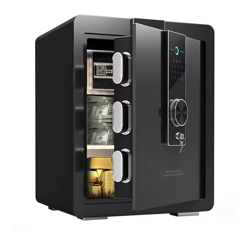 EXTRALINK - Elektronischer Tresor Für Zuhause, Safe Tresor Mit Touchscreen, Code & Fingerabdruck, Alarm, Notöffnung, Wandmontagefähig, 3 Stahlsicherungen, Batteriebetrieben, 45CM Höhe von EXTRALINK