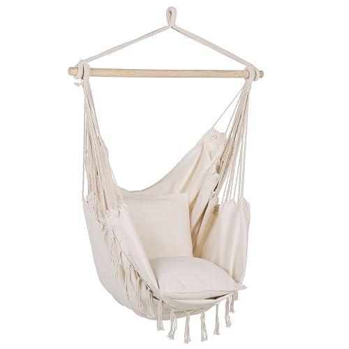 EXTRALINK Hängeschaukel – wetterfester Hängesessel ohne Gestell mit 2 Kissen, max 150kg, Hängestuhl Outdoor & Indoor – modern und robust, Entspannung für Kinder und Erwachsene, Boho Deko, Beige von EXTRALINK