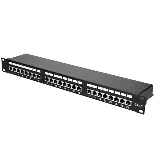 EXTRALINK Patchpanel CAT6 STP V2, Patchpanel 19 Zoll, 24 Ports RJ45, Rack 1U, Patchfeld, Netzwerk, 19" Zoll Rackeinbau Kompatibel, Modular, für Serverschrank Netzwerkschrank von EXTRALINK