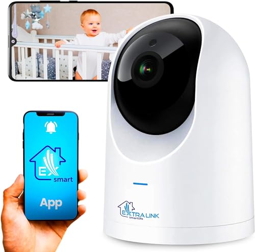 EXTRALINK Smart Life HomeEye Überwachungskamera innen, Kamera IP, PTZ drahtlose Kamera, 4MP, 360° Sicht, Erkennung von Babygeschrei, Kinderkamera, Bewegungsmelder innen, Warnungen über Apps von EXTRALINK