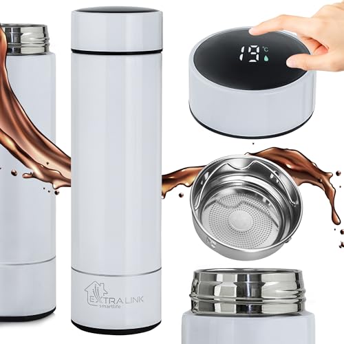 EXTRALINK Smart Travel Mug 500ml,Thermobecher,Kaffeebecher to go aus Edelstahl, hält 12h Warm/24h Kalt,Doppelwandig Isolierbecher,LED Temperaturanzeige, Eingebaute Batterie,für Kaffee & Tee,Weiß EXTRALINK Smart Travel Mug 500ml,Thermobecher,Kaffeebecher to go aus Edelstahl, hält 12h Warm/24h Kalt,Doppelwandig Isolierbecher,LED Temperaturanzeige, Eingebaute Batterie,für Kaffee & Tee,Weiß von EXTRALINK