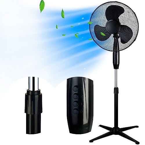 EXTRALINK Standventilator 40 cm – Leiser Bodenventilator 3 Geschwindigkeiten, Oszillation, Neigungsverstellung & 3 Rotorblättern – Kompakter Ventilator für Schlafzimmer, Büro & Zuhause – 45W Schwarz von EXTRALINK
