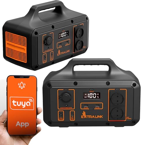EXTRALINK Tragbare Powerstation 510Wh – Stromspeicher mit 230V AC, USB-C 100W & LCD, Solarpanel kompatibel – Ideal für Camping, Blackout, Stromausfälle und Notstromversorgung von EXTRALINK