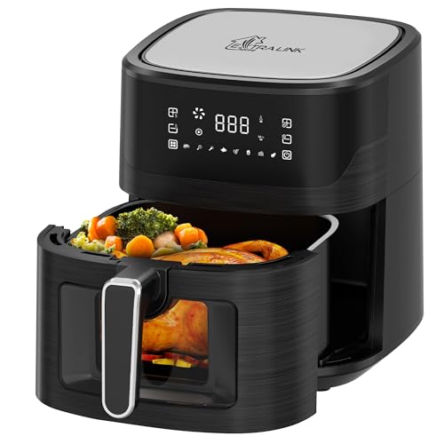 Extralink 1600W Airfryer 6.5L - Heißluftfritteuse mit 8 Kochfunktionen, Friteuse Heißluftfritteuse, 80°C bis 200°C, Energiesparend, LED-Touchscreen, 90% Weniger Fett für Gesunde Mahlzeiten von EXTRALINK