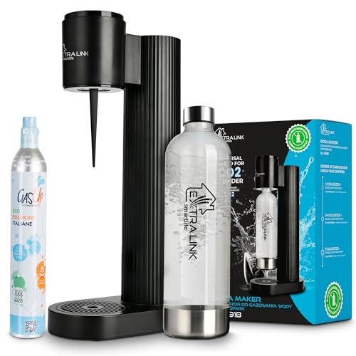 Extralink Smart Life Wassersprudler mit 1 PET-Flaschen und CO2 Zylinder 425g, Kompakte Größe, Leicht bis Stark Kohlensäurehaltig - Sprudelwasser Maschine, Soda Streamautomat von EXTRALINK