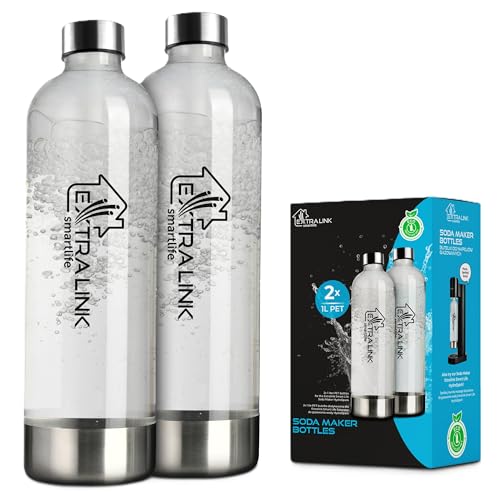 Extralink Smart Life zwei 1-Liter PET Flaschen für Wassersprudler, kompatibel mit Extralink Hydrospark leicht bis stark kohlensäurehaltig, Kompakte Größe Wassersprudler, Soda Streamautomat von EXTRALINK