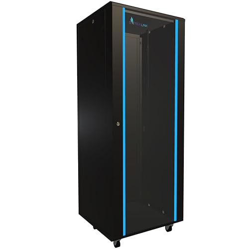 Netzwerkschrank 19 Zoll 32 HE 600x600 freistehend abnehmbare Seitenwände selbstmontierender Rahmen Serverschrank 19 Zoll für Switches UPS Server gehärtetes Glas Schwarz Rack 19 Zoll von EXTRALINK